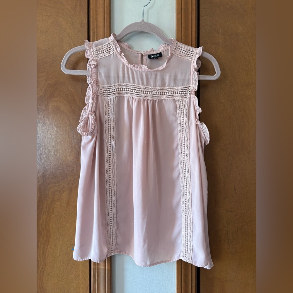 a.n.a Blush Pink Ruffled Neck Sleeveless Top